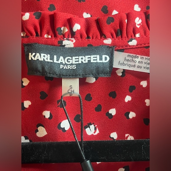 Karl Lagerfeld Red Polka Dot Blouse - Picture 2 of 6